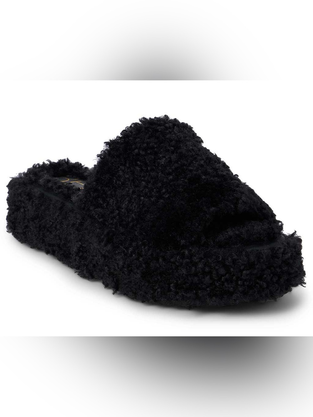 Slide Slippers for Women — Black Faux-Shearling